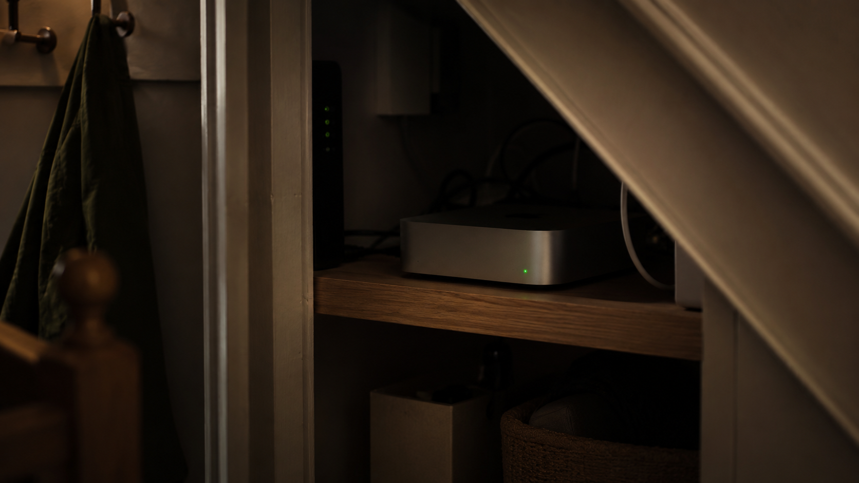 Four apps and a Mac Mini under the stairs